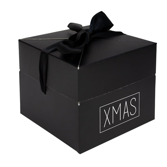 Kerst  pop-up dozen zwart met sluitlint - XMAS