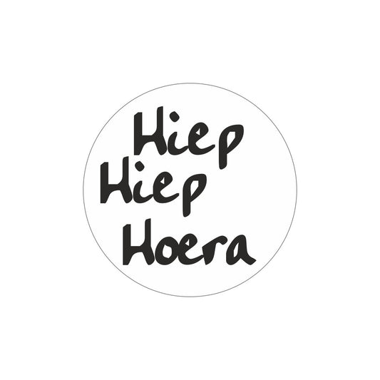 Etiketten hiep hiep hoera - Stikker