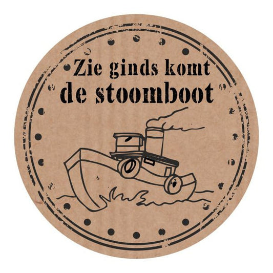 Etiketten stikker - Zie ginds komt de stoomboot