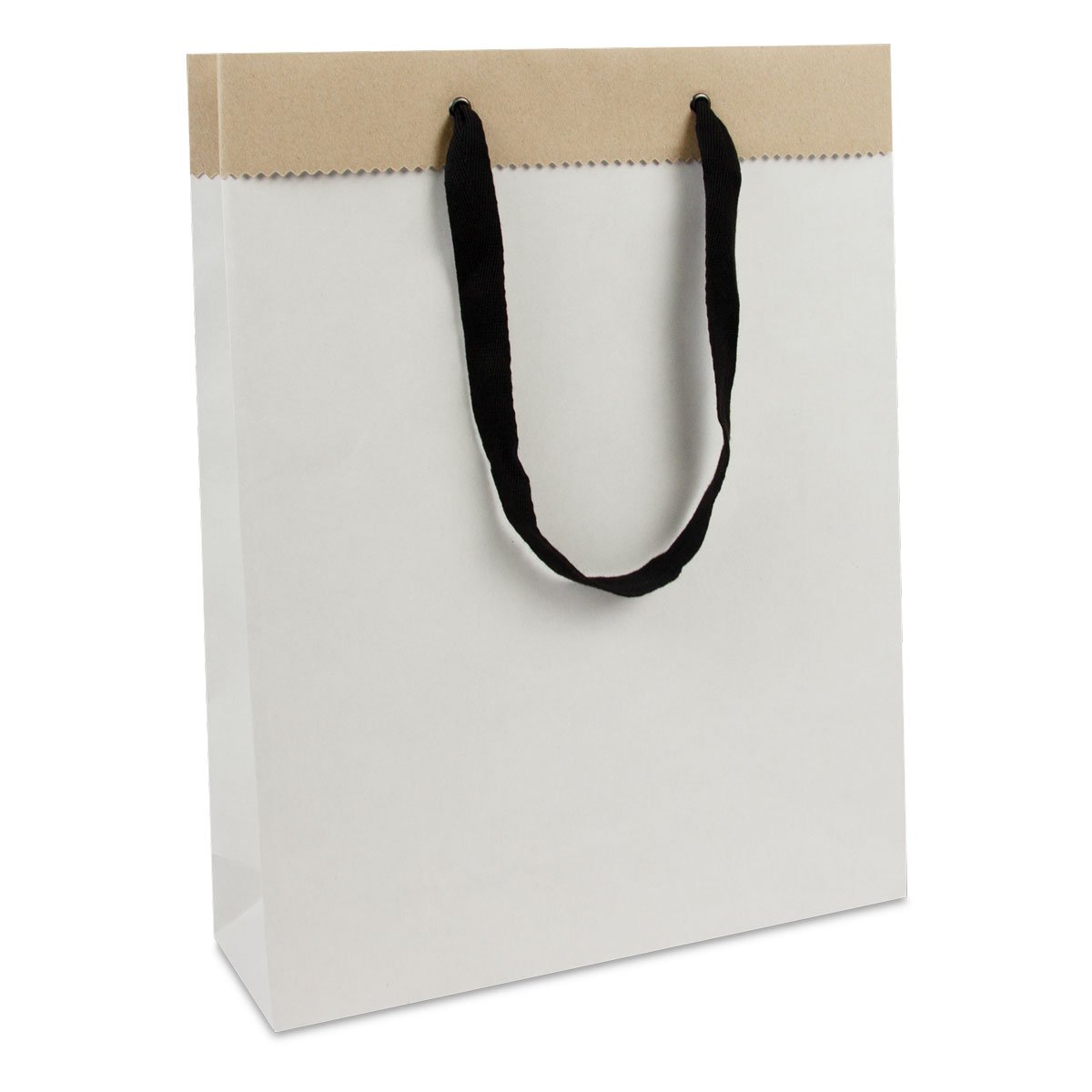 Gerecycled luxe papieren tassen van wit/bruin duplex papier