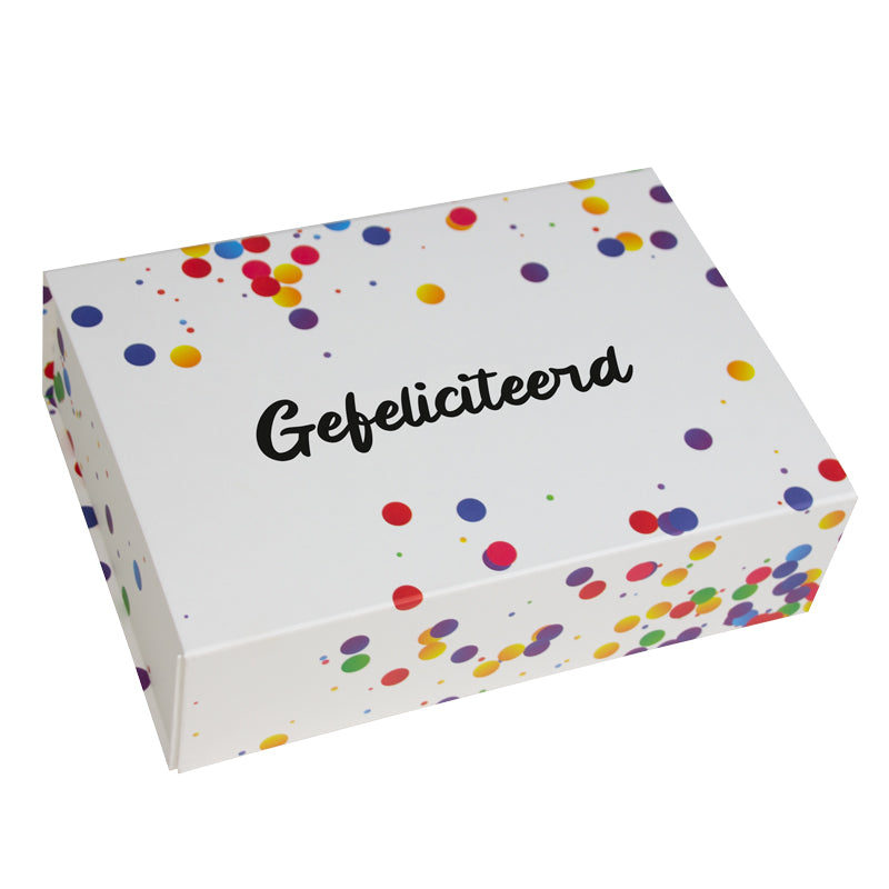 Gefeliciteerd confetti  - Magneetdozen